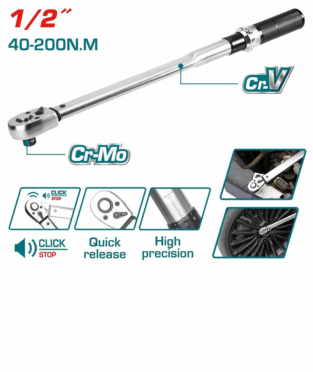 TOTAL THPTW200N2 1/2″ Adjustable Torque Wrench