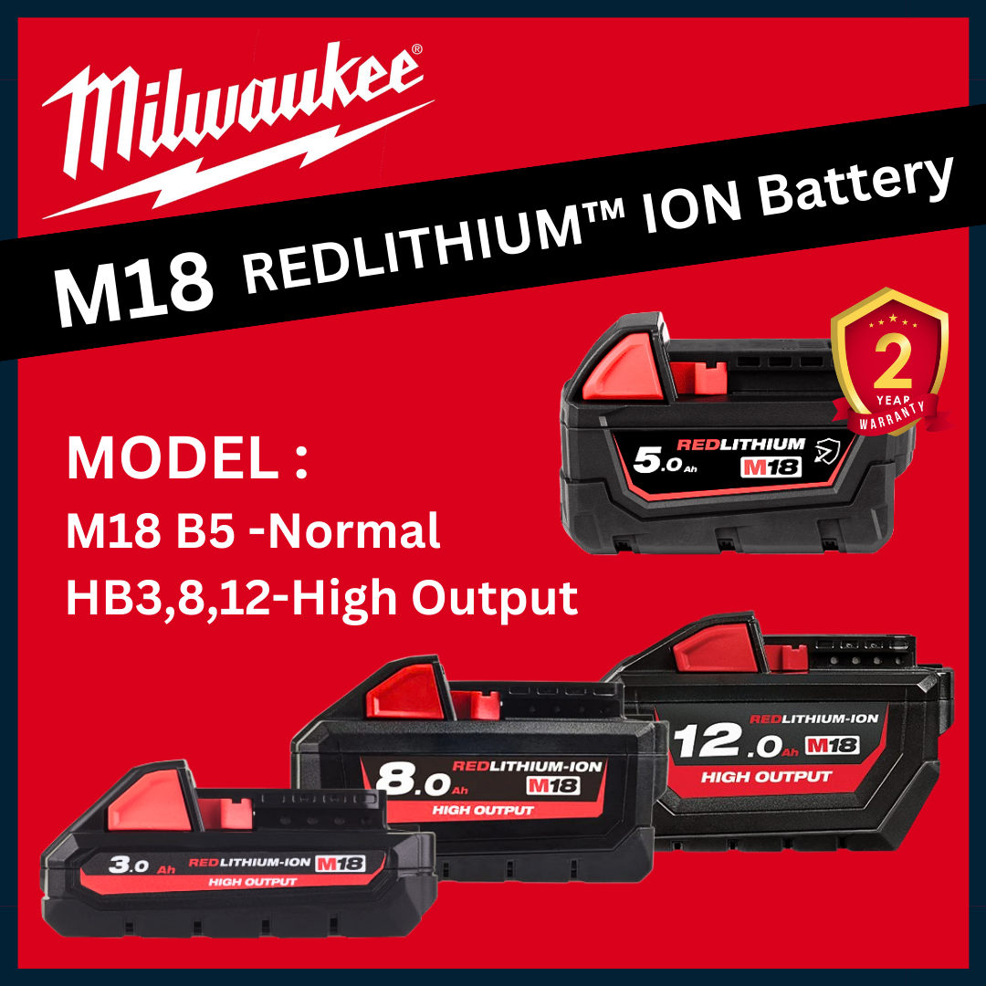 Milwaukee M18 Battery / Red Lithium Ion Battery / Milwaukee Battery / High Output