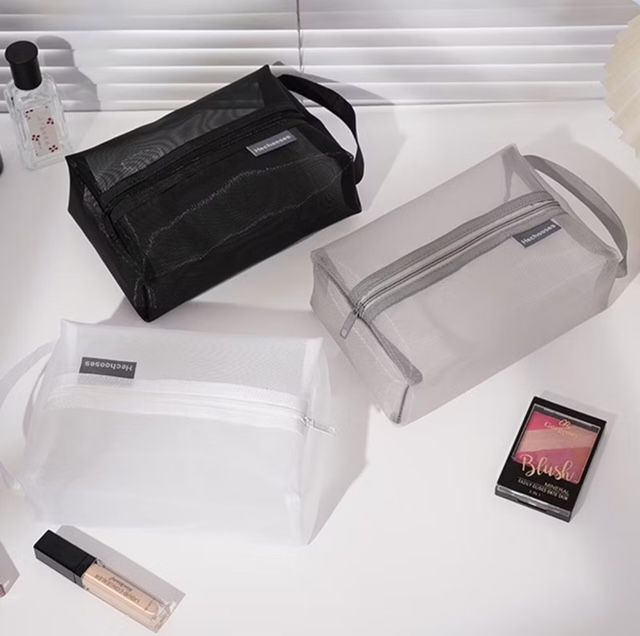 High-Capacity Pencil Bag Single Layer Zipper Pencil Case Portable Transparent Stationery Storage Bag 20 x 14 x 7cm