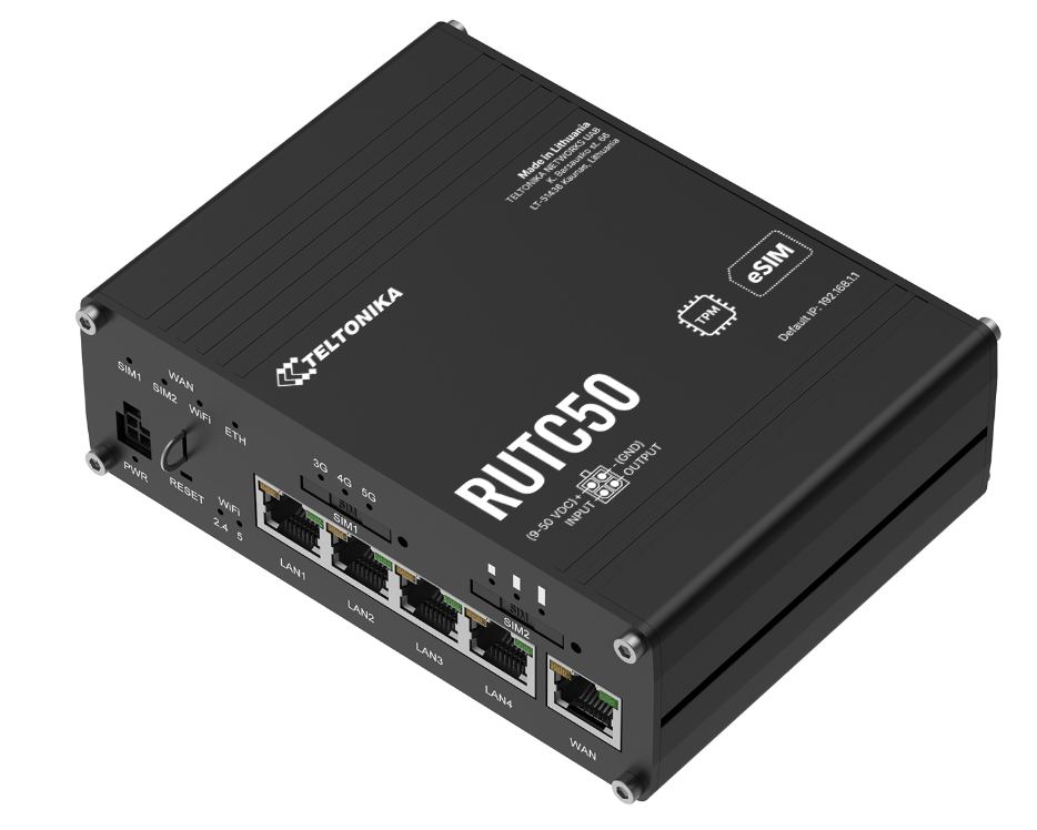 *Teltonika RUTC50 5G Router Dual-Band Wi-Fi 6 Multi-User MIMO Dual SIM Backup Ultra-High Cellular Speed-3.4 Gbps Backward