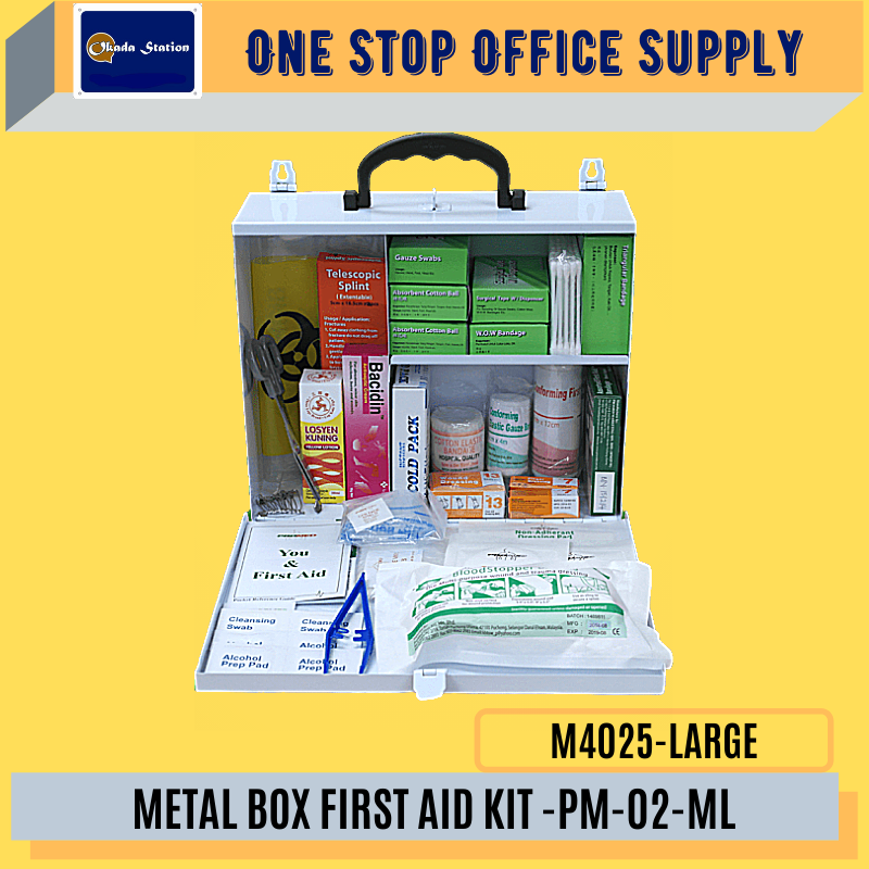 ProMed FIRST AID KIT / METAL BOX / PM-02-ML / LARGE SIZE / Complete Set With Medical / KOTAK KECEMASAN