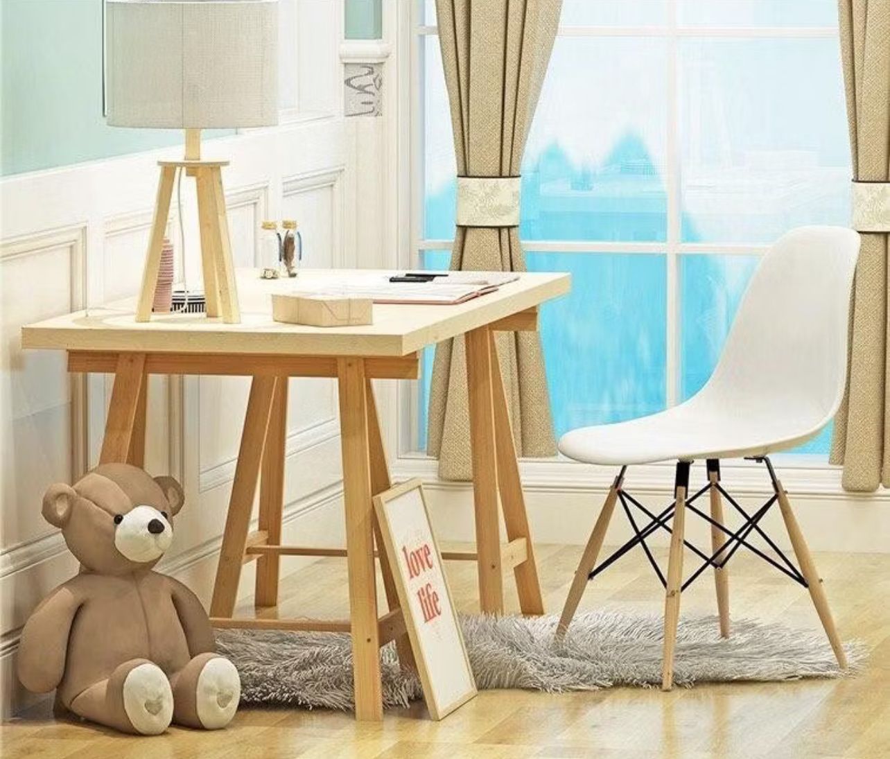 Chair Wood Wooden Leg Living Room /Office