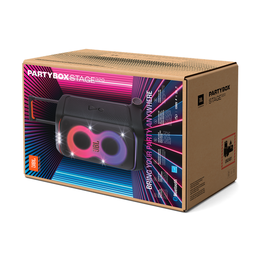 JBL PartyBox Stage 320 | Portable party speaker with wheels + Wireless Microphone JBL Pro Sound 2 Mics