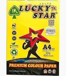 Lucky Star A4 Lemon / Dark Colour Code 80gsm 450's