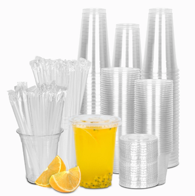 OK [Ready Stock] 98MM Food-grade material PET Disposable Plastic Milk Tea Coffee Latte Tea Take Away 10/12/14/16oz 50pcs
