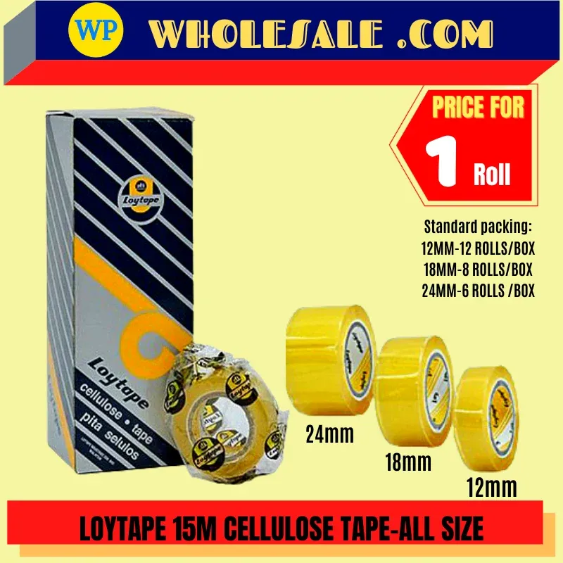 LOYTAPE CELLULOSE TAPE - 18MM X 15M / Loytape / Tape / Cellophane Tape / Cellulose Tape / 18MM X 15M