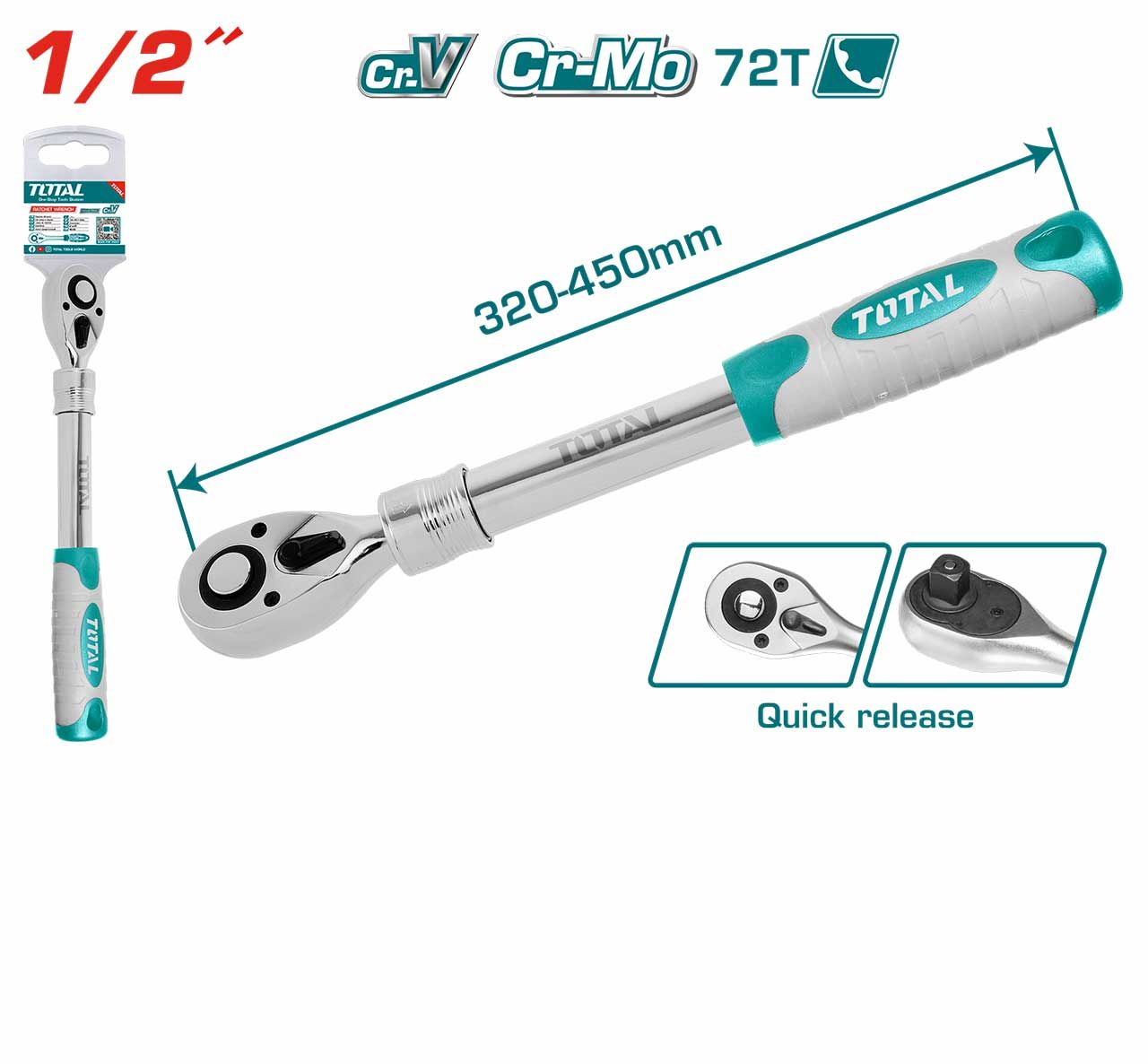TOTAL THT106128L Extendable Ratchet Wrench