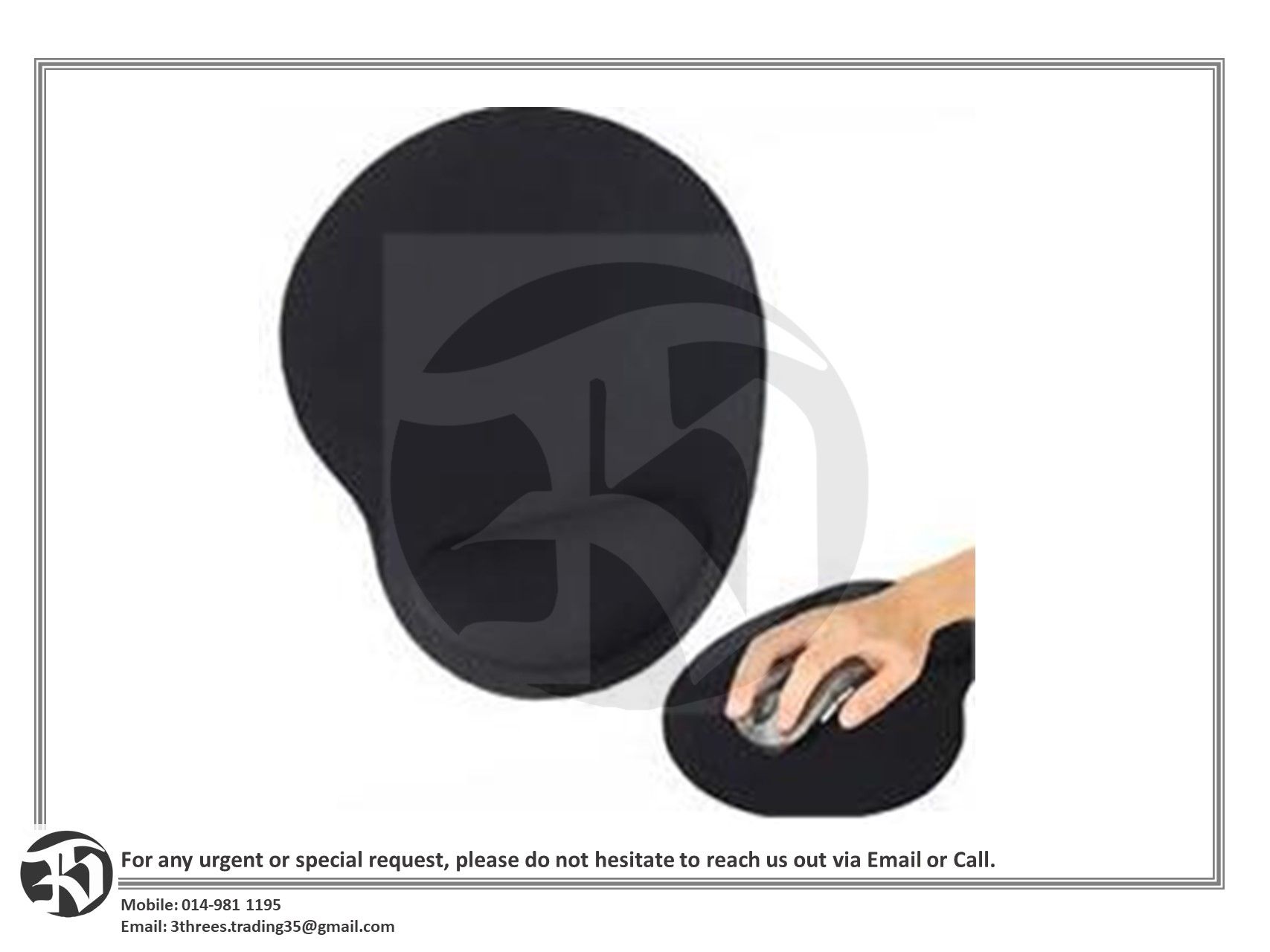 EMP01-BLACK MOUSE PAD WITH ARM REST