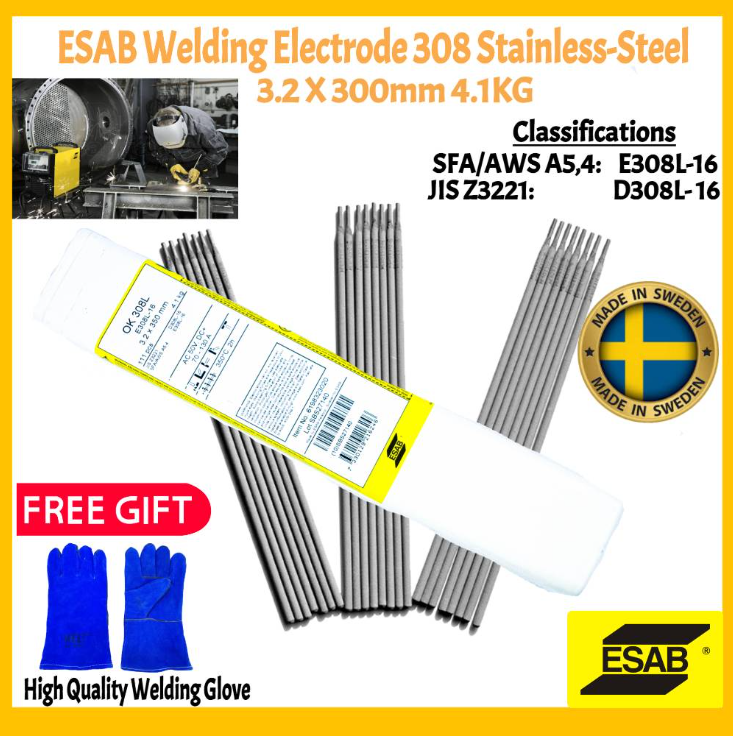 RIGHTWELL ESAB OK 308L STAINLESS STEEL WELDING ELECTRODE 3.2MM (4.1KG) (SWEDEN)