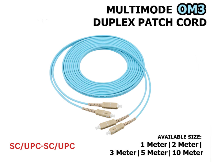 OM3 DUPLEX MULTIMODE FIBER PATCH CORD CABLE SC/UPC-SC/UPC 2.0MM AQUA (1|2|3|5|10M) PCM101