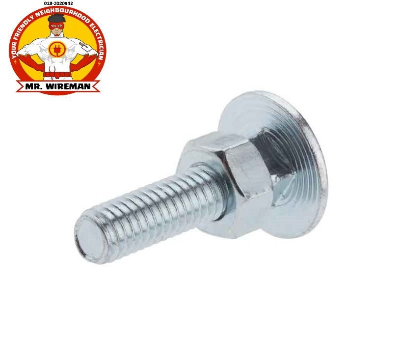 Bright Zinc Plated Steel Coach Bolt, M6 x 25mm