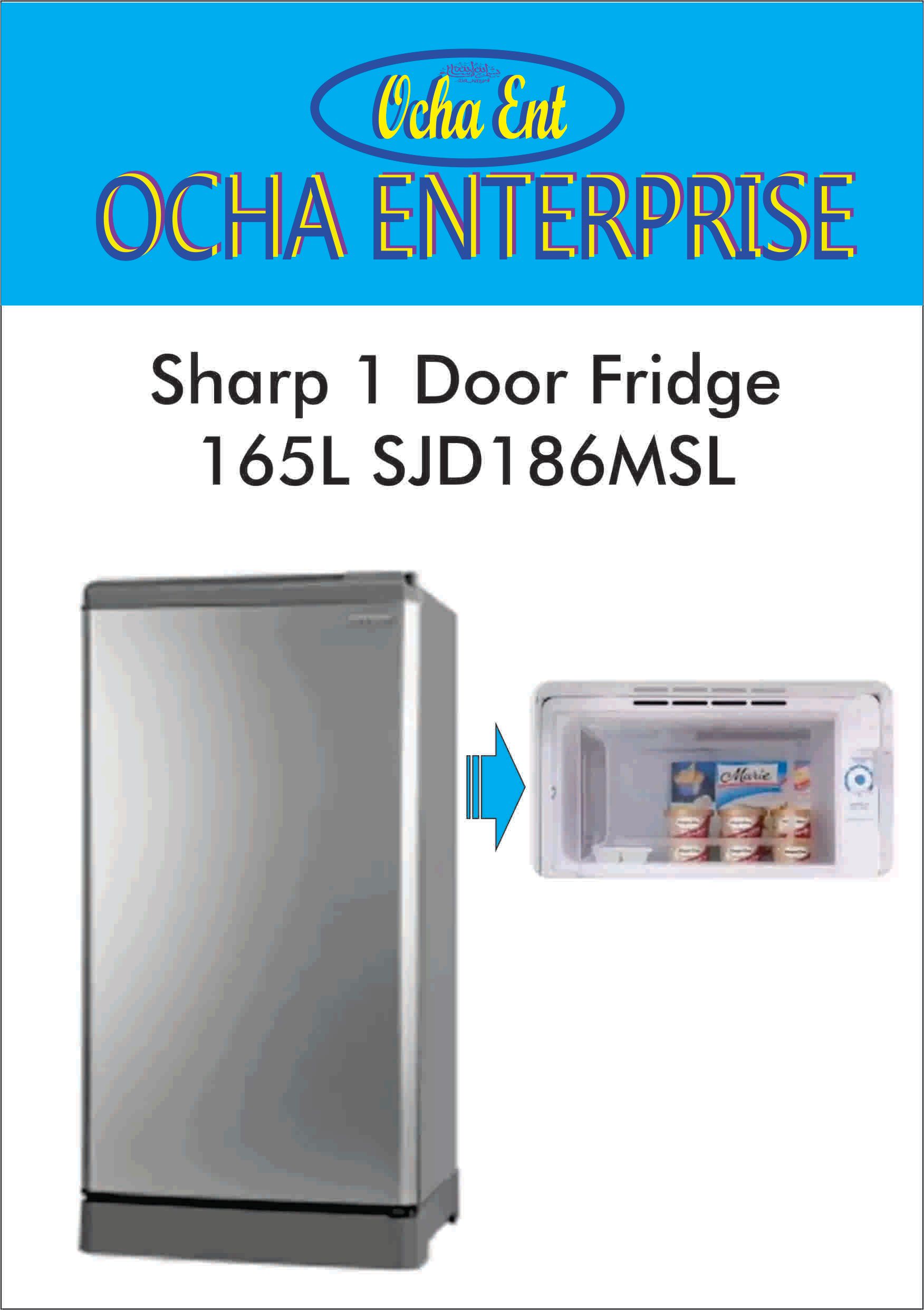 Sharp 1 Door Fridge 165L SJD186MSL