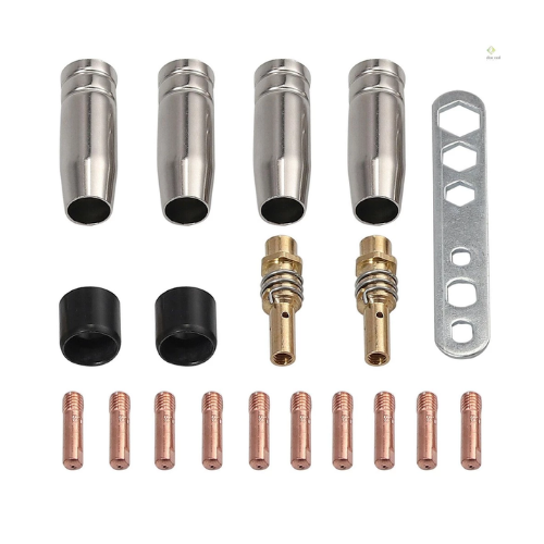 19Pcs MIG/MAG Welding Contact Tips 0.8mm M6 Gas Nozzle Tips Holder Replacement for Binzel 15AK Torch Welding