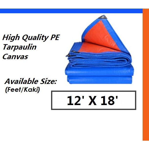 Blue Orange Waterproof Canvas Tarpaulin Size: 12' x 18'