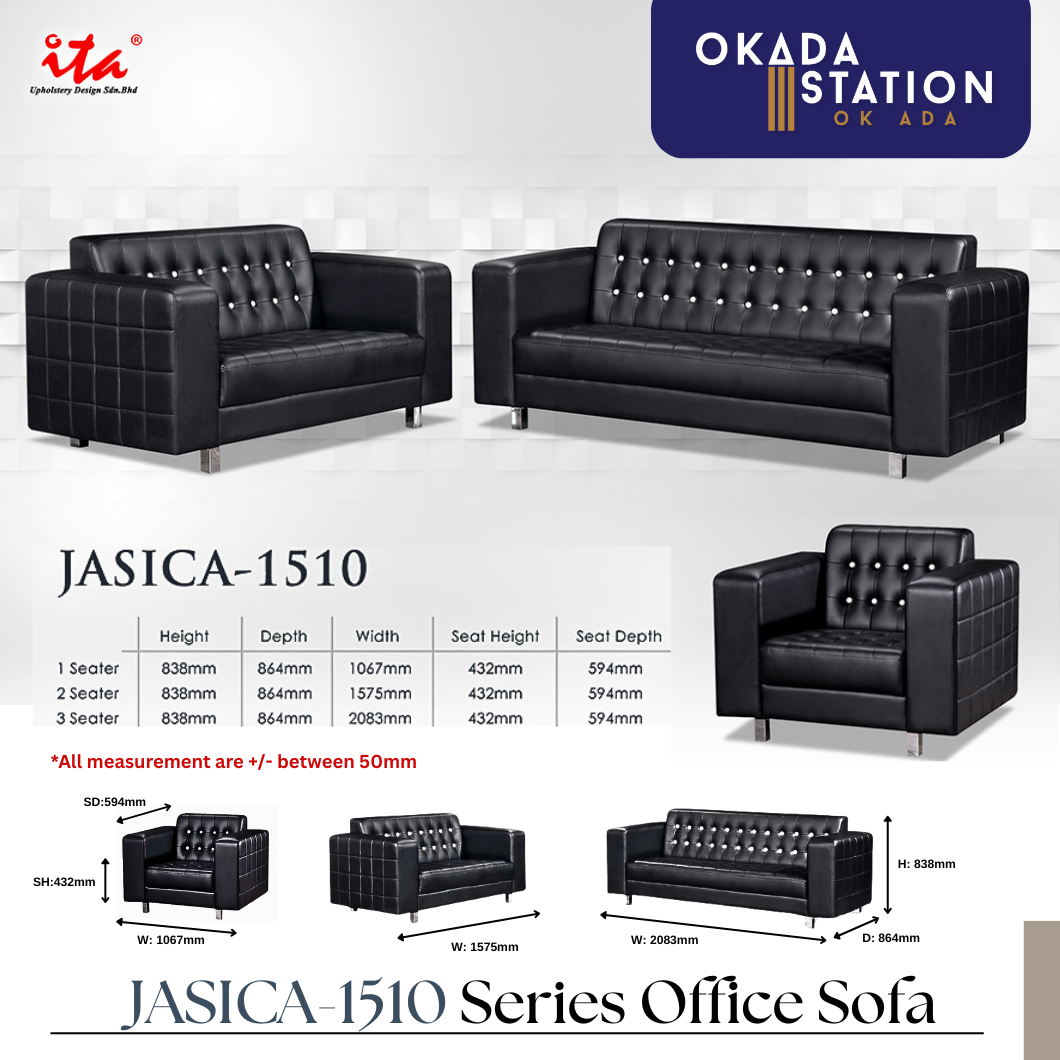 JASICA SERIES OFFICE SOFA - ALL SIZE / SINGLE SEATER / DOUBLE SEATER / TRIPLE SEATER / 1+2+3 SEATER SET / VISITOR SOFA / PU LEATHER / FABRIC / SOFA PELAWAT / SOFA PEJABAT / SOFA / JASICA-1510