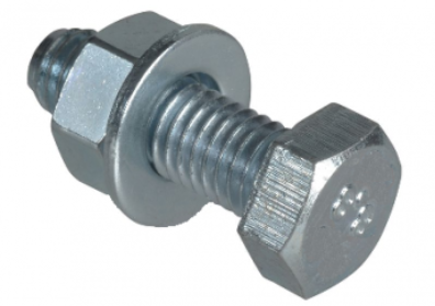 M8 X 50MM HEX BOLT / NUT & WASHER 13MM A/F HEX HEAD