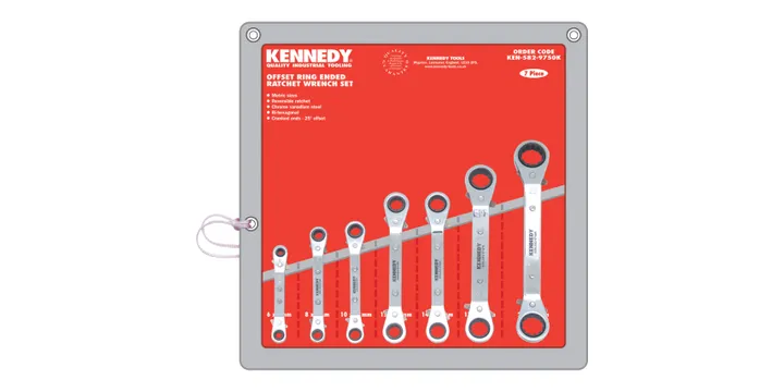 7PC 6-22mm OFFSET RATCHET RINGSPANNER SET