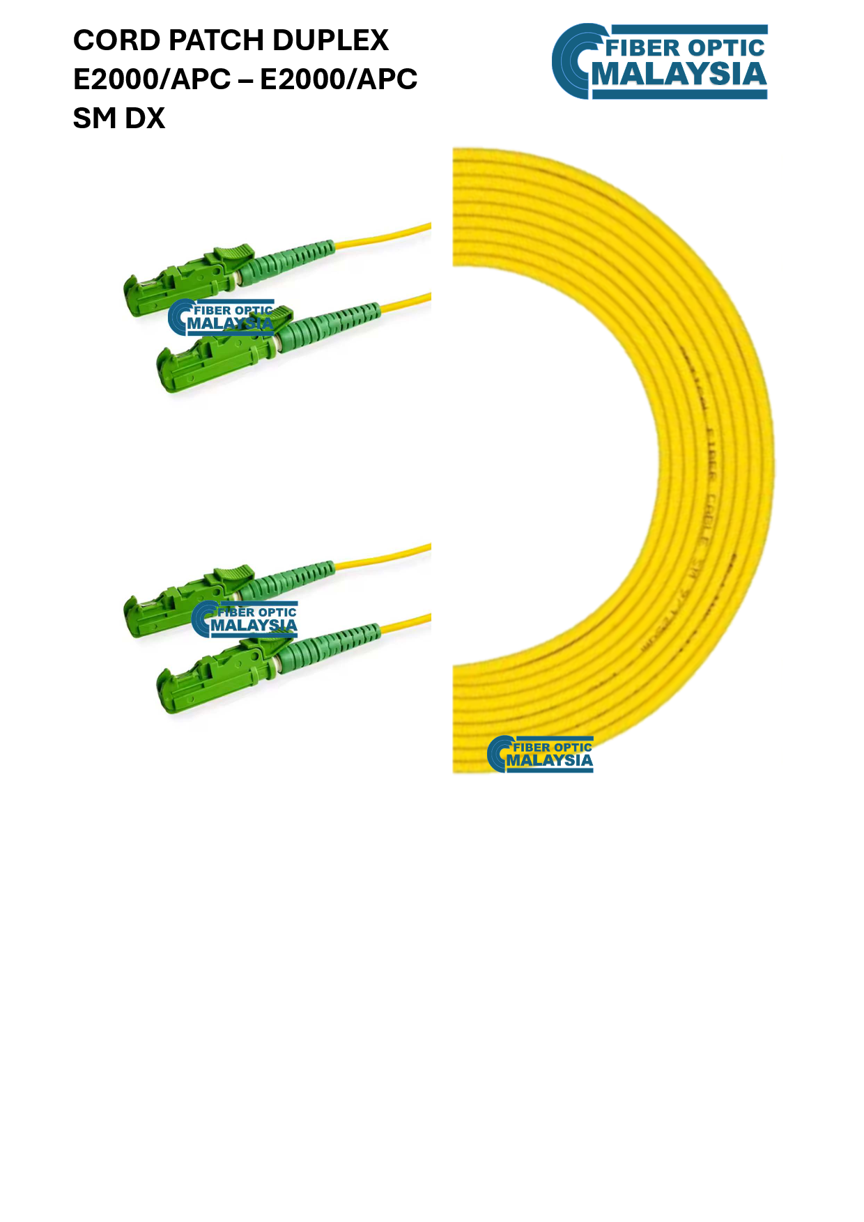 Fiber Optics Malaysia CORD PATCH E2000/APC - E2000/APC SM 5M DUPLEX PATCHCORD