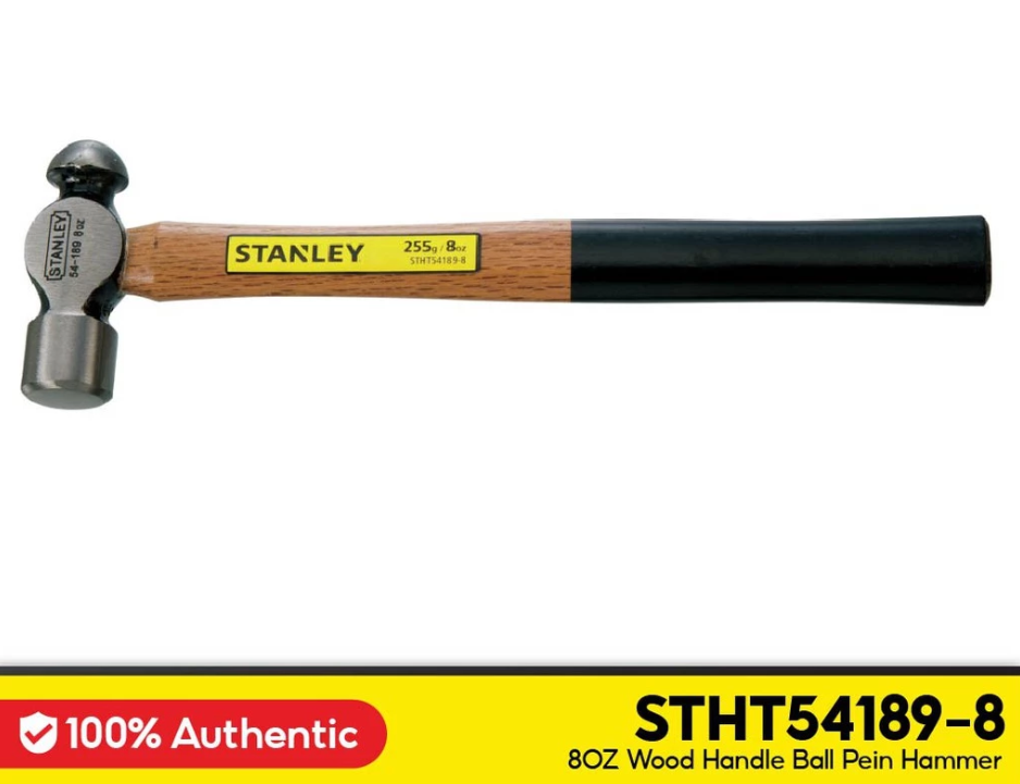 STANLEY STHT54189-8 8OZ WOOD HANDLE BALL PEIN HAMMER