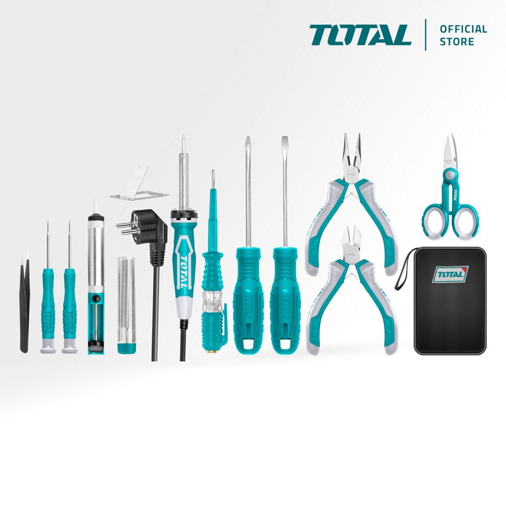 TOTAL TELECOM TOOLS SET W/OUT SOLDERING IRON PLIERS SCREWDRIVERS SCISSORS TEST PEN & TWEEZERS (13 PCS) TKTTSK0132