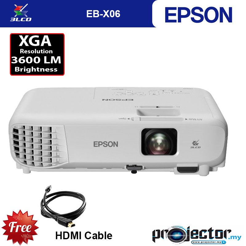 Epson EB-X06 XGA 3600 Lumens 3LCD Business Multimedia Projector eb x06, x06