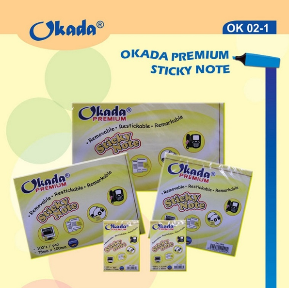 Okada Premium Sticky Note / ALL SIZES /Sticky Note / POST IT NOTE /