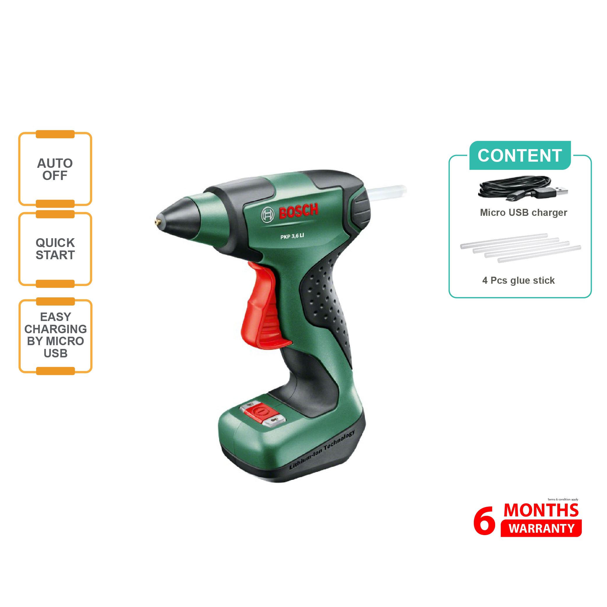 BOSCH PKP 3.6V LI Cordless Glue Gun 鈥�0603264670