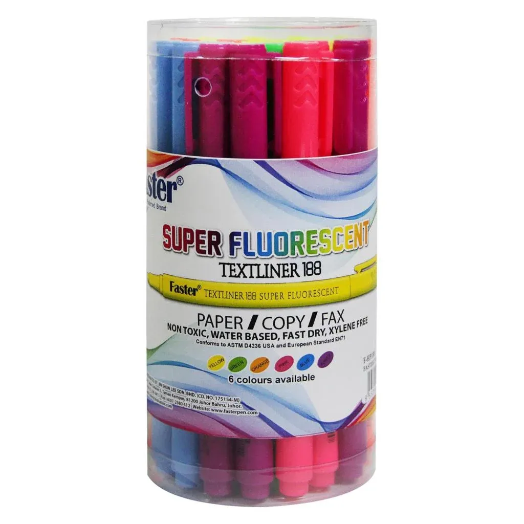 FASTER TEXTLINER 188 SUPER FLUORESCENT 25PCS/DRUM