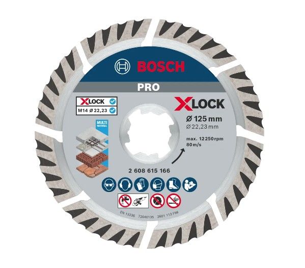 BOSCH PRO MULTI MATERIAL X-LOCK DIAMOND DISC, 125 X 22.23 MM, 22.23 MM (2608615166)