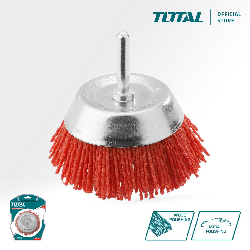 TOTAL NYLON BRUSH WITH SHANK STEEL & WOOD FOR ROUGHENING REMOVING SOFT DEPOSITS & PAINT STRIPPING (2") TAC33025