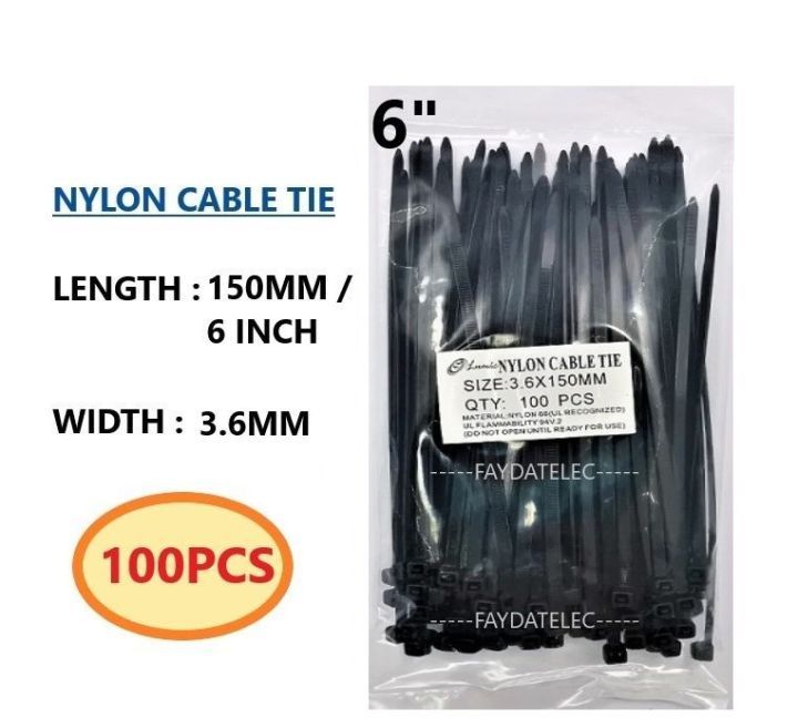 Black Cable Tie 6" x 3.6mm