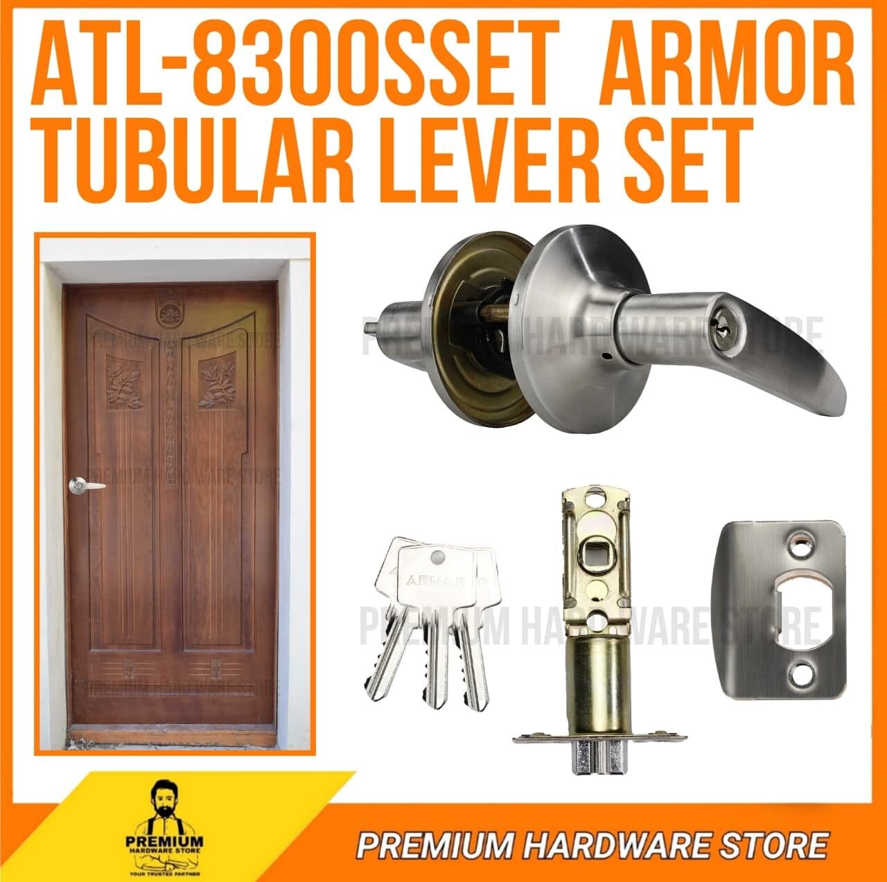 ST GUCHI SGTL-8600 Entrance Handle Tubular Cylindrical Lever Door handles Lock Set Tubular Lever Tombol Kunci Pintu