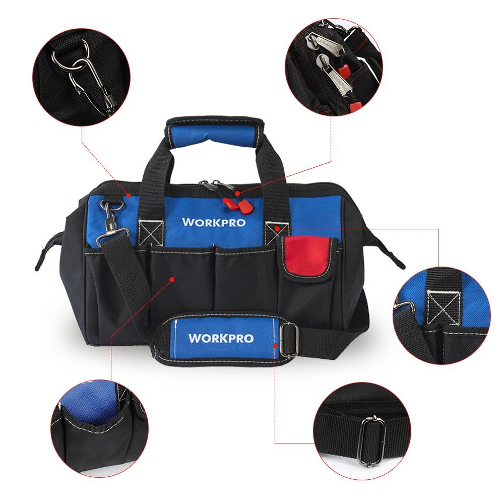WORKPRO 14 inches Tool Bags Multifunction Bags Portable Waterproof Electrician Bag Handbag Canvas