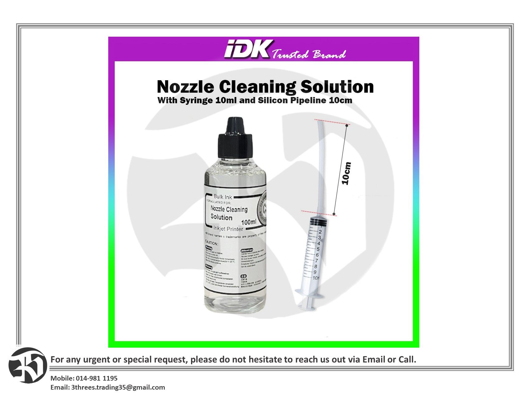 Dye Nozzle Cleaning Solution 100ml