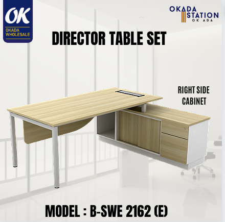 VS DIRECTOR TABLE SET CLUSTER FOR 1 ( B-SWE 2162(E) ) / MEJA BOSS / BOSS DESK / TABLE TOP WITH WOODEN FRONT PANEL / TABLE TOP PANEL / TABLE WITH PEDESTAL / OFFICE TABLE / DIRECTOR TABLE / B-SWE 2162(E) / CLUSTER OF 1 / SL-55 SERIES
