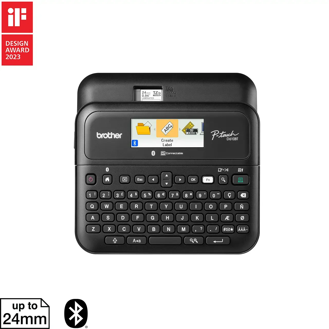 Brother / Label Printer / P-Touch PT-D610BT / 24mm Max / USB , Bluetooth Portable Label Maker / Printer