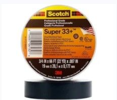 3M鈩�SCOTCH庐 SUPER 33+ VINYL ELEC. TAPE, BLACK 3/4"X66'