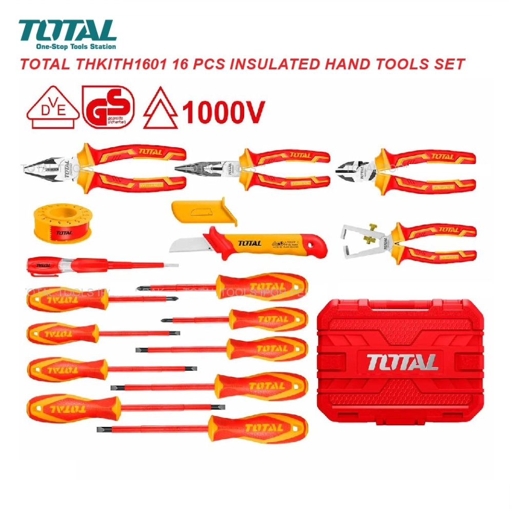 TOTAL 1Kv 16 Pcs Insulated Hand Tools Set - THKITH1601