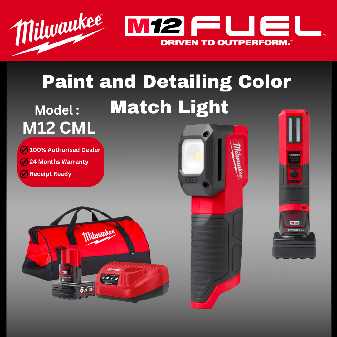 Milwaukee M12 Paint and Detailing Color Match Light / CML / Milwaukee Painting Light / Colour Matching Light / Work Light / Lampu Kerja / Milwaukee Light / Milwaukee Lampu