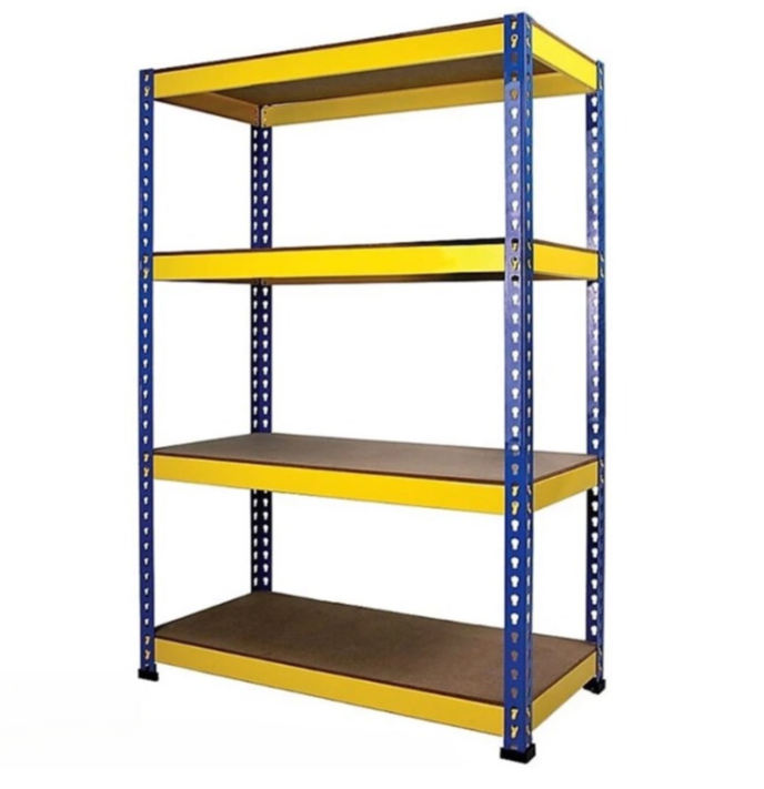4 LEVEL BOLTLESS RACKING SYSTEM C/W PLYWOOD SHELF: 9MM / (SIZE: L7' x H5' x D2')