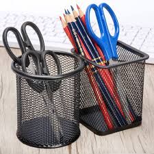 Metal Mesh Pen Holder Round Pencil Container
