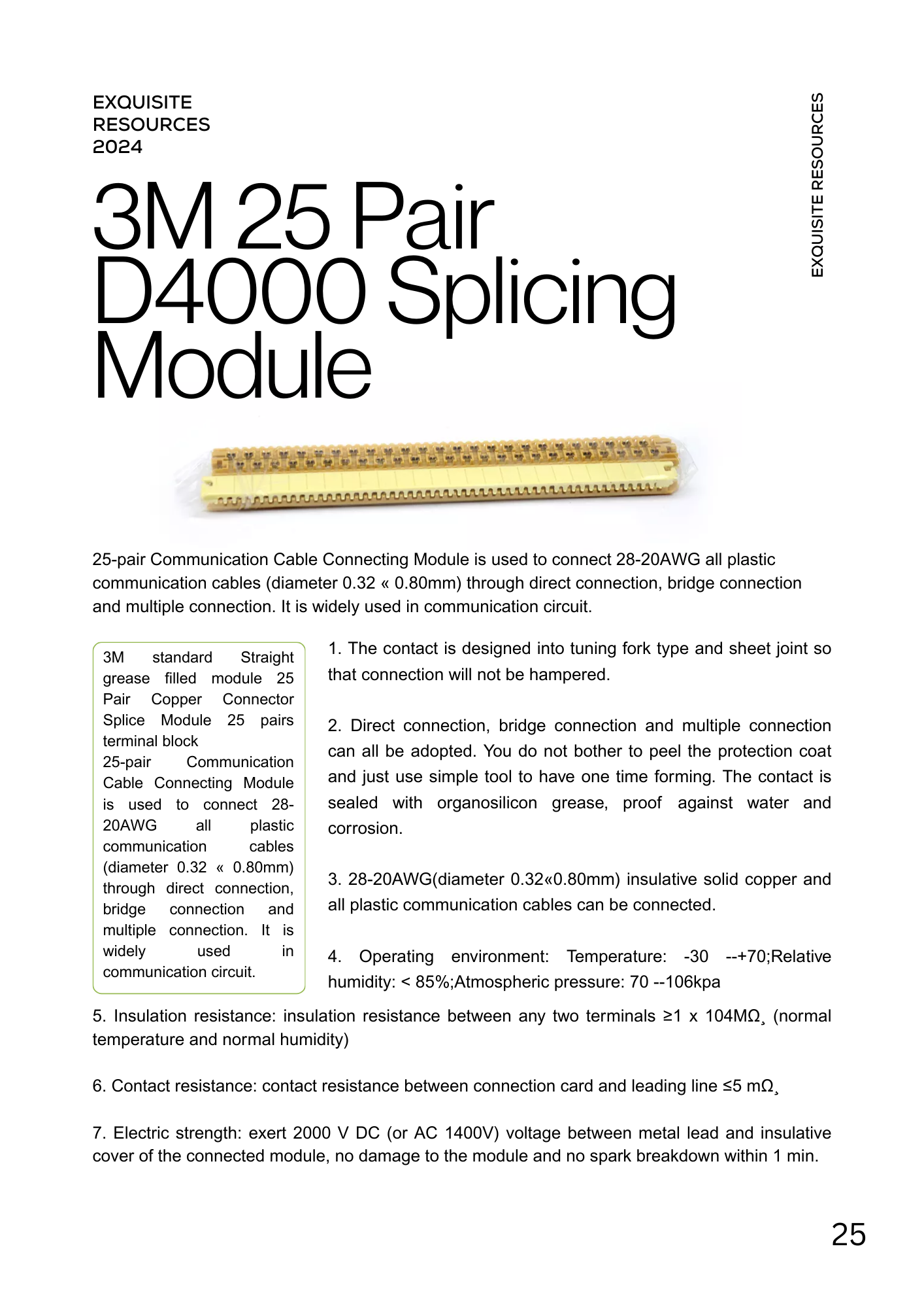 3M 25 Pair D4000 Splice Module