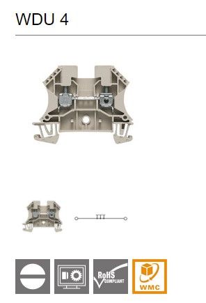 WEIDMUELLER WDU4 Feed-through terminal, Screw connection, 4 mm虏, 800 V, 32 A, dark beige (1020100000)