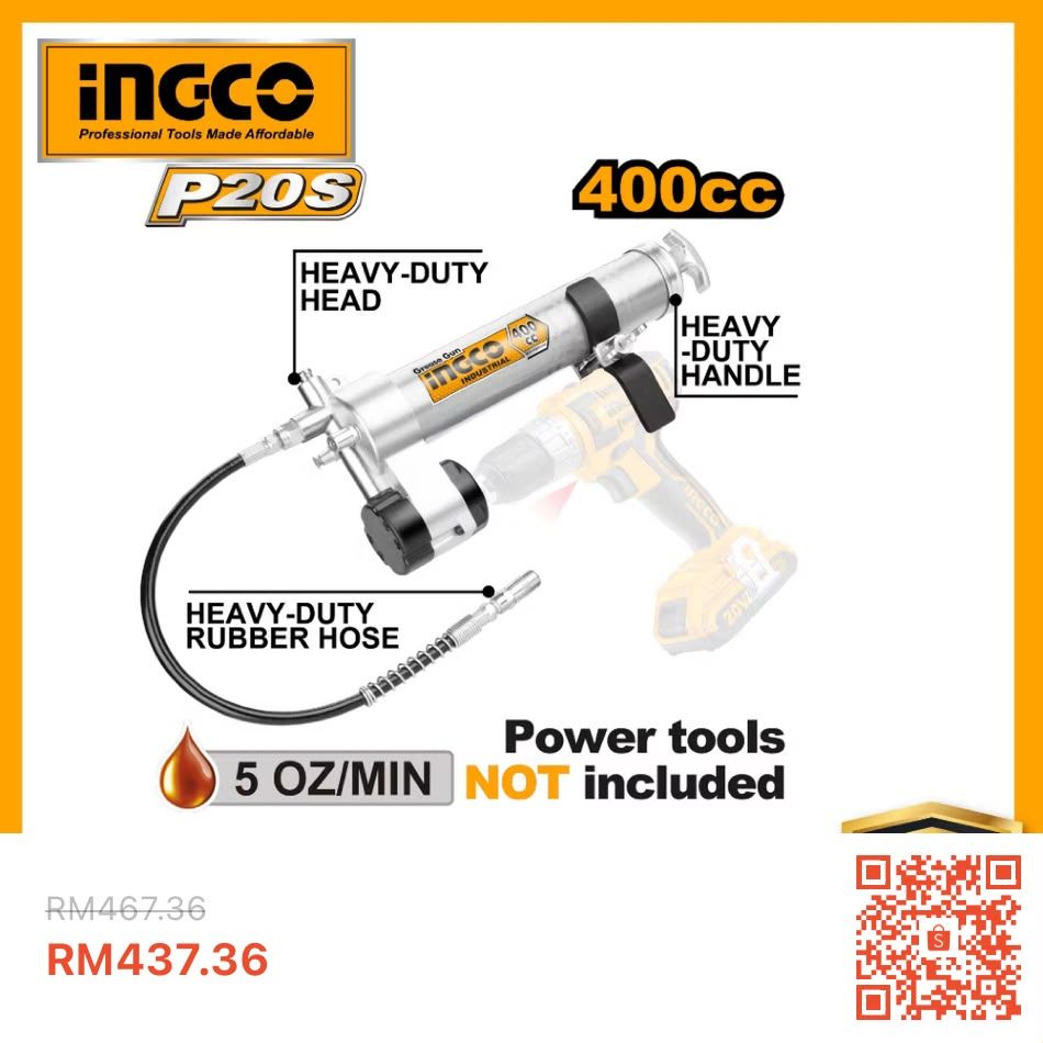 INGCO 400cc Grease Gun Attachment (Model: CSGLI2001)