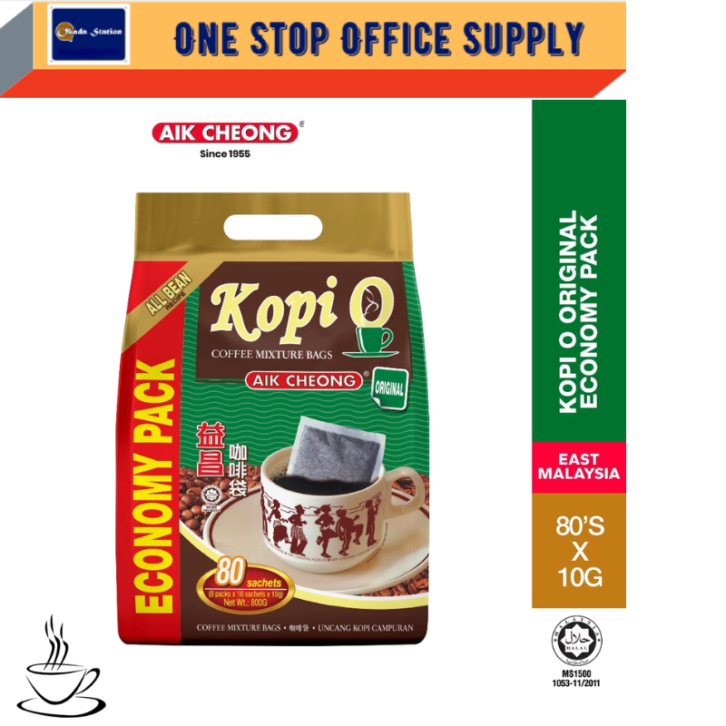 AIK CHEONG / Kopi O / Original/ 1kg / Economy Green pack / 80 x 10g / Aik Cheong / Kopi O / Original / Green Pack /Aik Cheong Kopi O