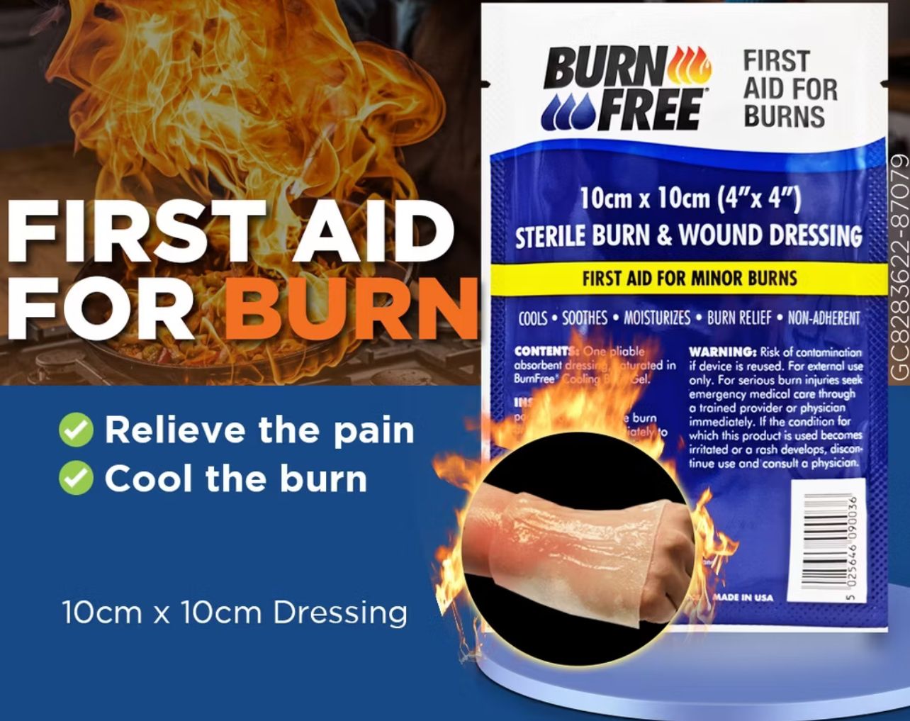 Vitalfour BurnFree BurnShield First Aid Burn Dressing First Aid For Burn(10 cm x10 cm ) (1Pc/Pack)