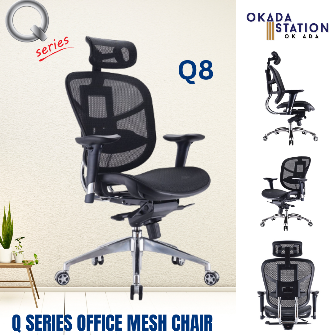 Q SERIES ERGONOMIC OFFICE MESH CHAIR WITH ALUMINIUM LEG - Q8 MODEL / CLASSIC CHAIR / MESH SERIES / Q8 SERIES / ERGONOMIC MESH CHAIR / Q SERIES OFFICE CHAIR / ERGONOMIC OFFICE CHAIR / OFFICE CHAIR / MESH CHAIR / CHAIR / Q8