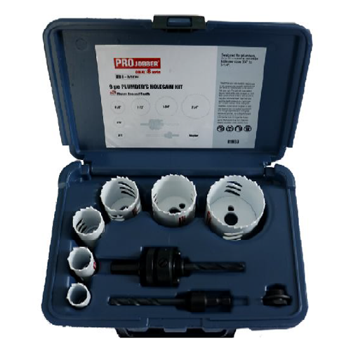 PROJOBBER M42 Fleem Ground Tooth Bi-Metal Hole Saw Set - 9PC Plumber's Kit