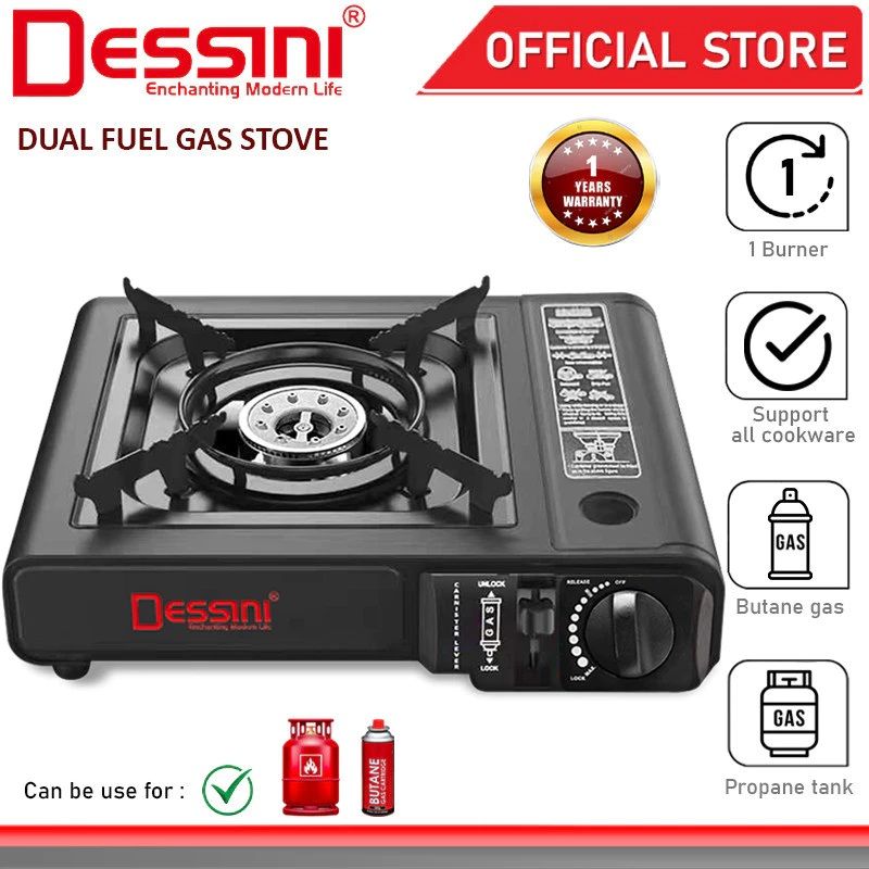 DESSINI Italy Auto Ignition Dual Fuel Gas Cooker Portable Picnic Stove