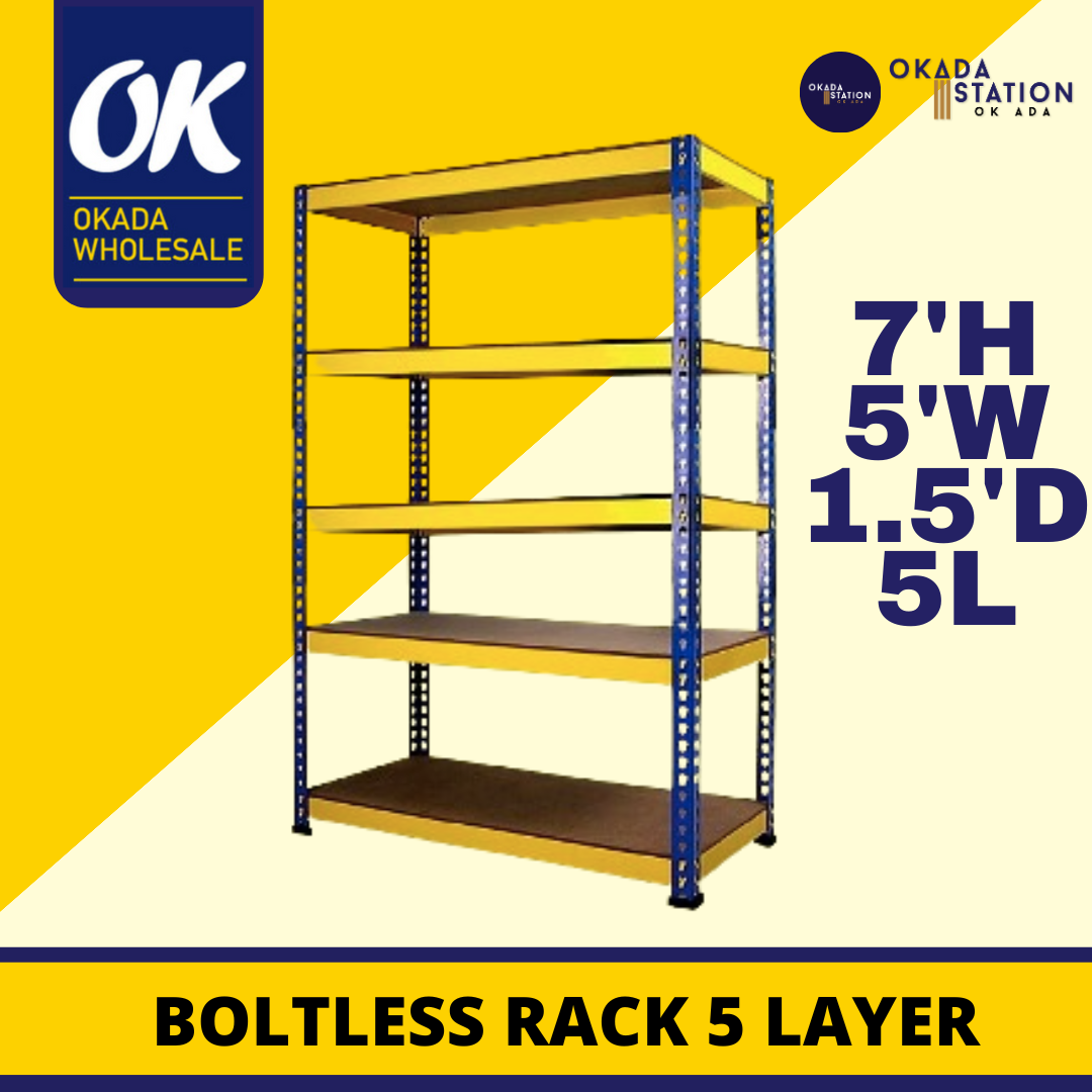 Boltless Rack 5 Layer / H 2100MM x D 450MM x W 1500MM / Metal / Rack / Metal Boltless Rack / Metal Rack / Multi Purpose Boltless Rack Storage / Boltless Rack